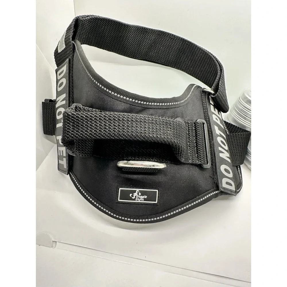 Reflective DO NOT PET Dog Harness- Adj. Straps &Basket Muzzle L Training Tins